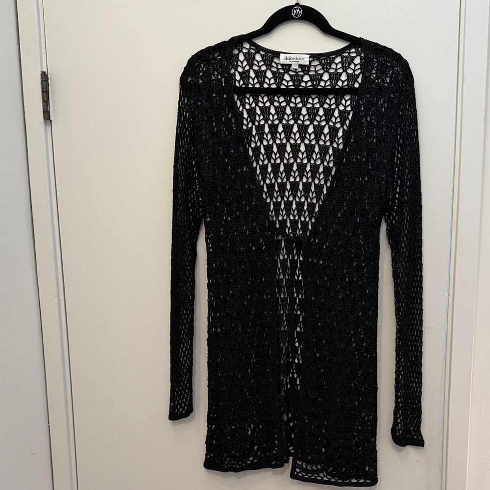 Vintage Dolcedolce by Joe Bloggs Elegant Black Crochet Cardigan